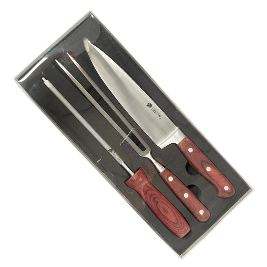 Set x3 piezas Madera Cuchillo / Trinche / Chaira