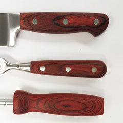 Set x3 piezas Madera Cuchillo / Trinche / Chaira