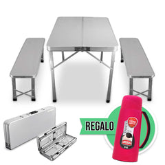 Mesa para Camping con 2 bancos + REGALO