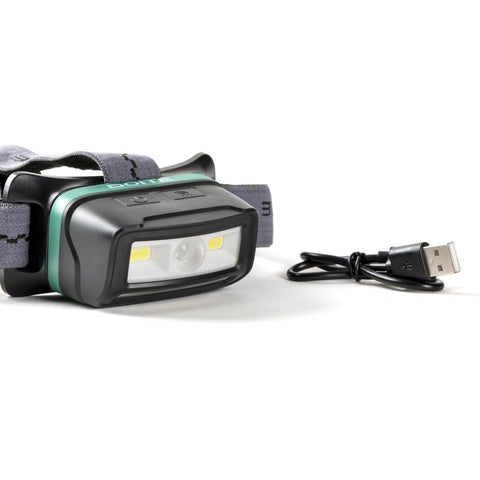 Linterna frontal LED COB recargable con sensor de movimiento. 300 Lúmenes